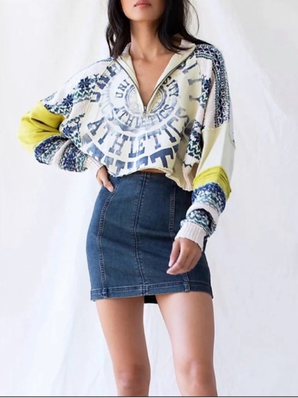 Free People Modern Femme Denim Mini Skirt in Blue size 2